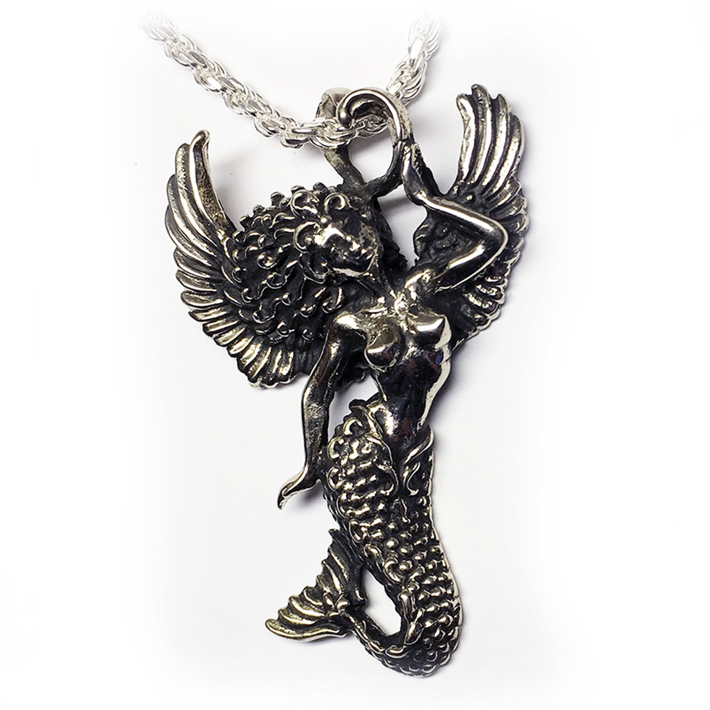 Mermaid with Wings Sterling Silver Pendant
