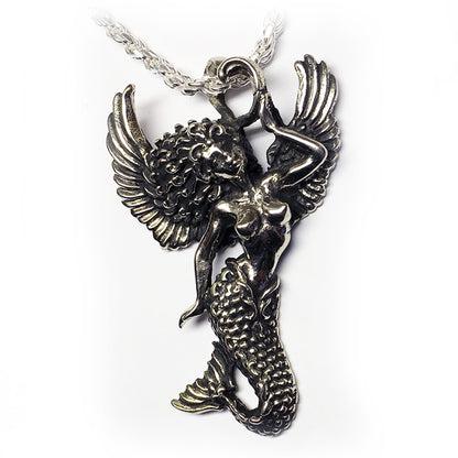 Mermaid with Wings Sterling Silver Pendant