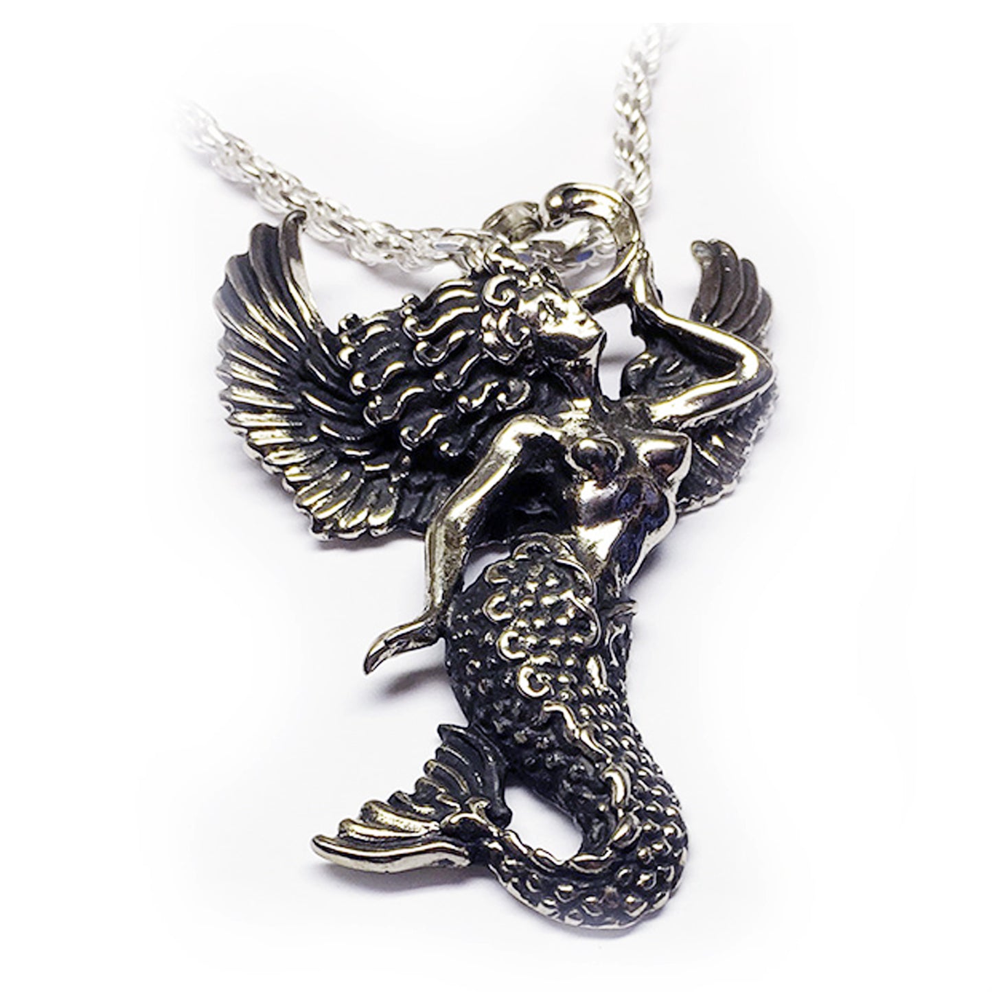 Mermaid with Wings Sterling Silver Pendant