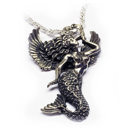 Mermaid with Wings Sterling Silver Pendant