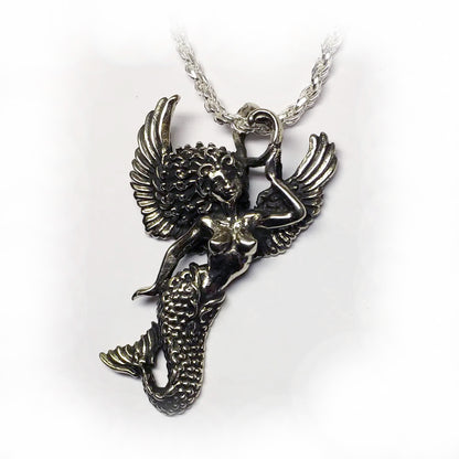 Mermaid with Wings Sterling Silver Pendant