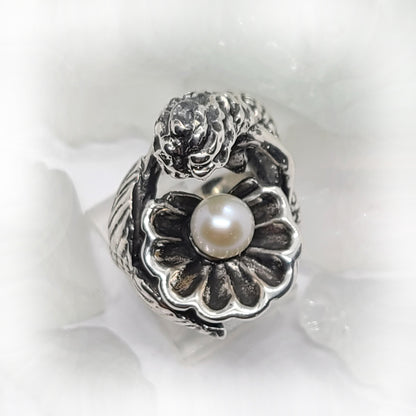 Mermaid with Pearl Silver Ring