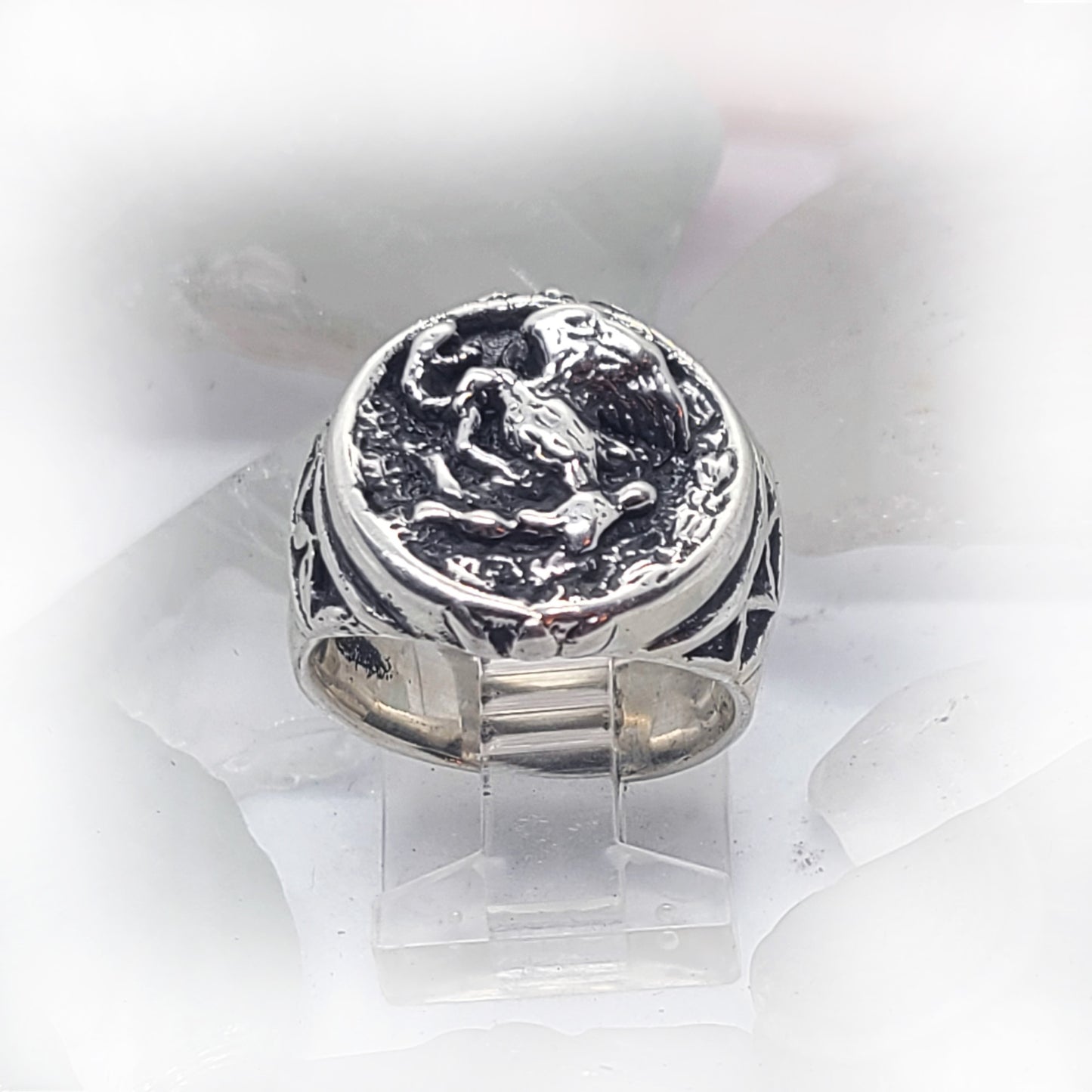 Mexico Golden Eagle Sterling Silver Ring