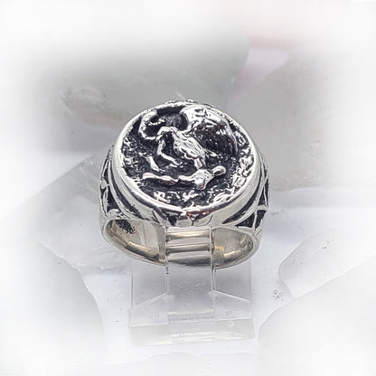 Mexico Golden Eagle Sterling Silver Ring