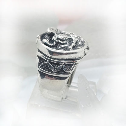 Mexico Golden Eagle Sterling Silver Ring