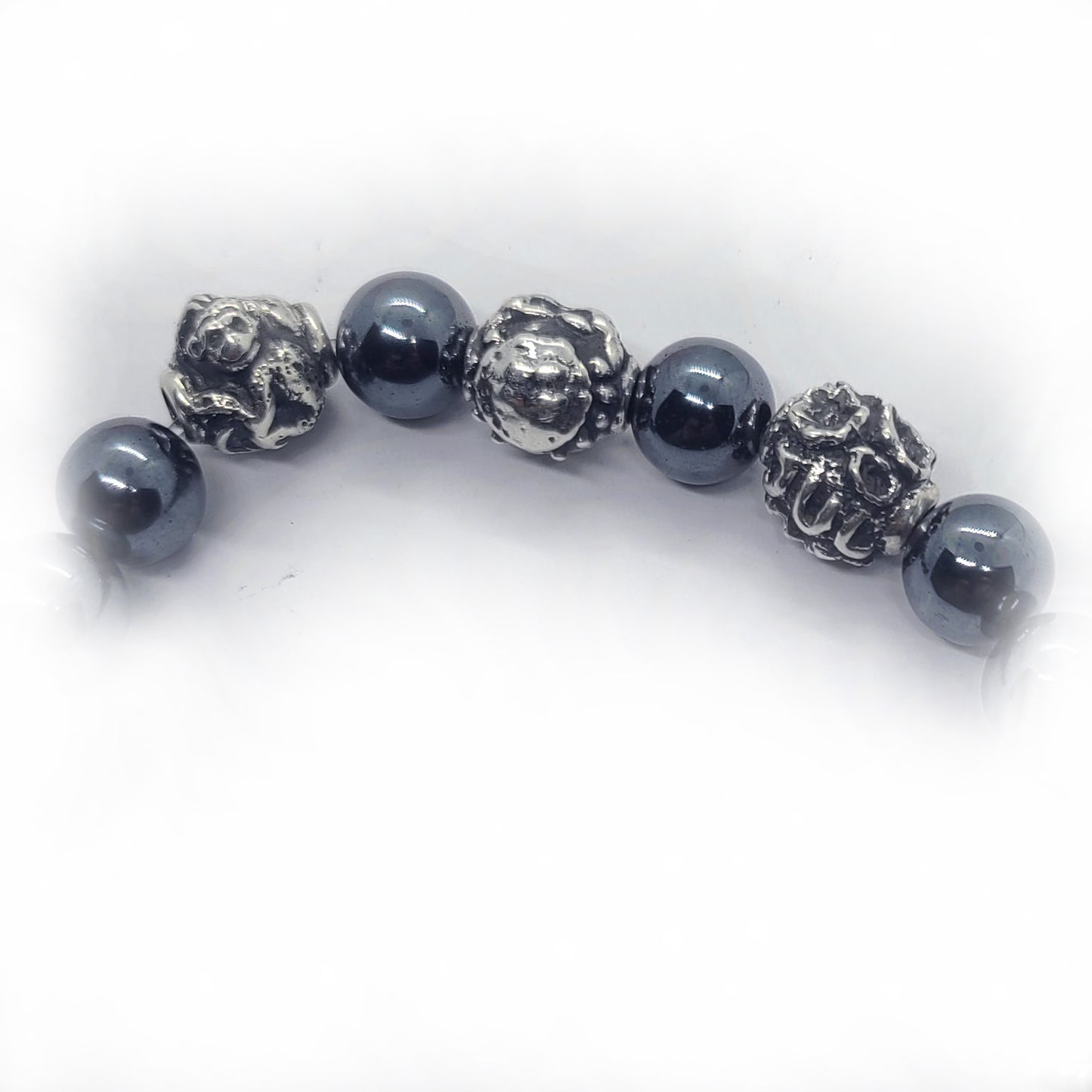 Monkey Birth Year Zodiac, Birth Months, Birth Month Flower Silver Hematite and Black Onyx Beads Bracelet