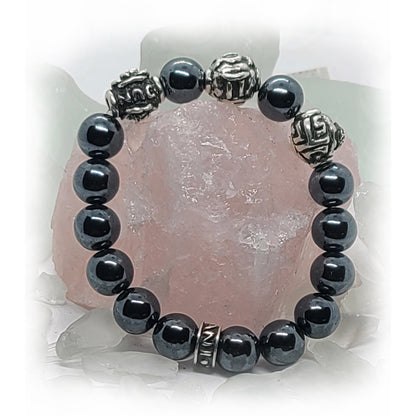 Monkey Birth Year Zodiac, Birth Months, Birth Month Flower Silver Hematite and Black Onyx Beads Bracelet