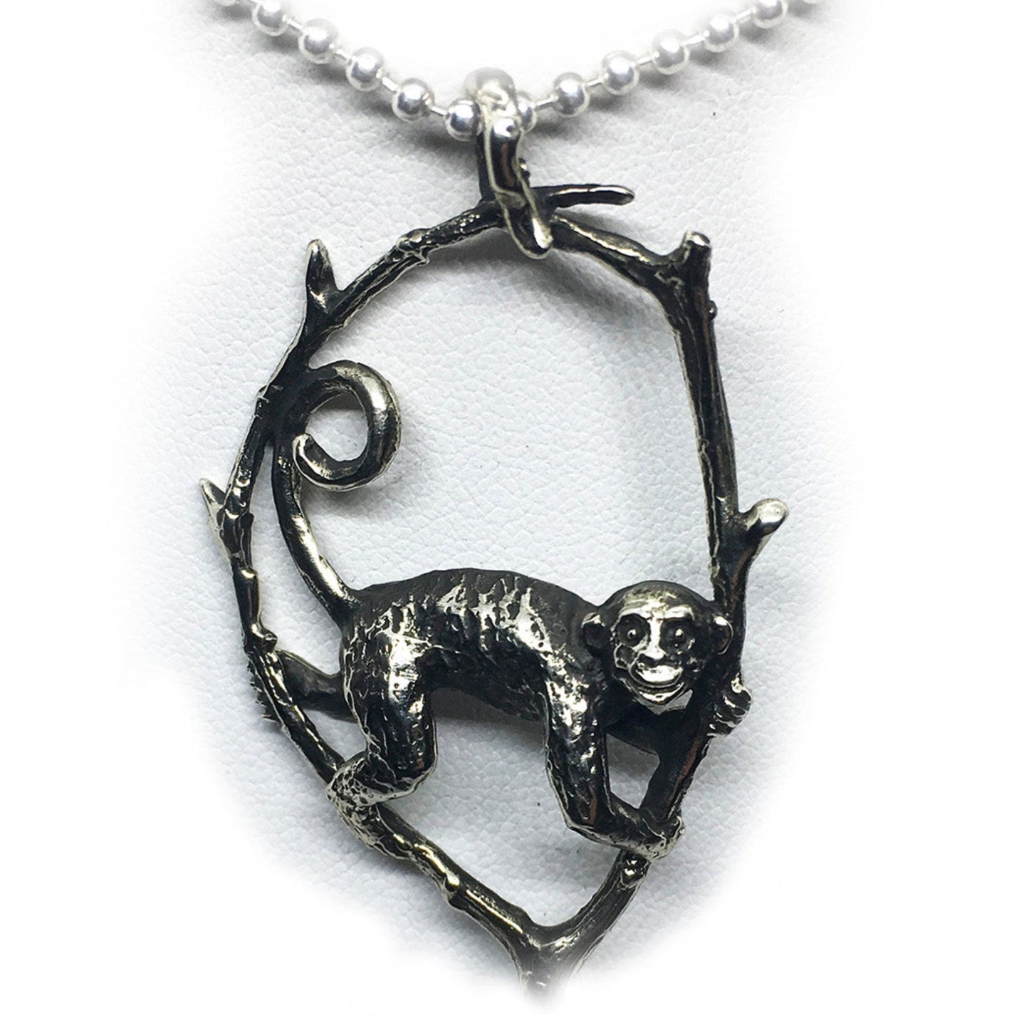 Jumping Monkey Sterling Silver Pendant