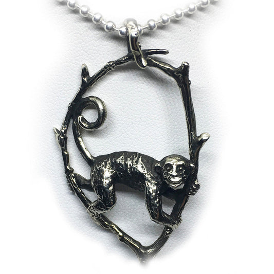 Jumping Monkey Sterling Silver Pendant