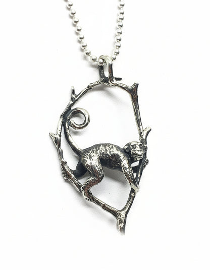 Jumping Monkey Sterling Silver Pendant