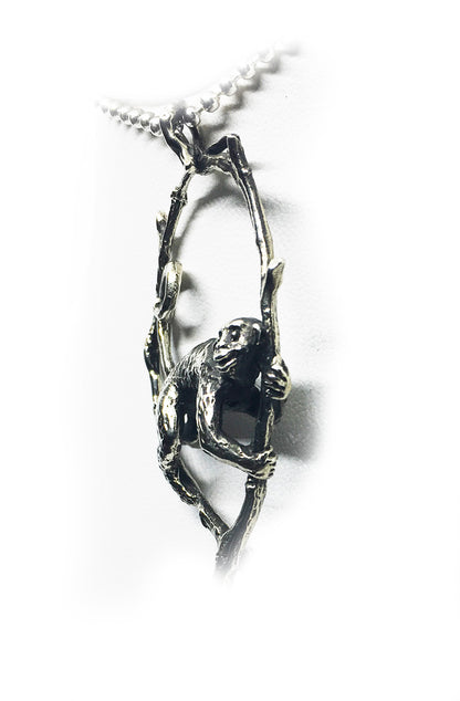 Jumping Monkey Sterling Silver Pendant