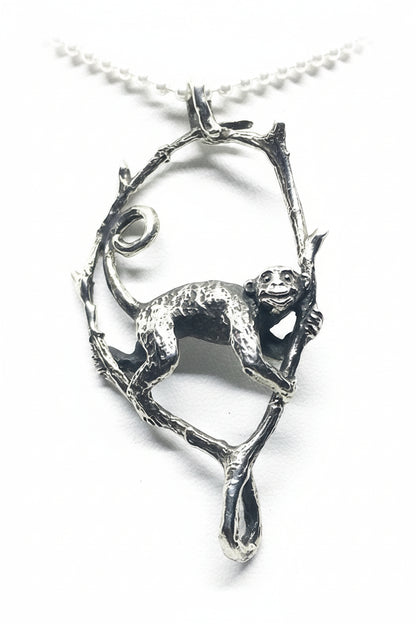 Jumping Monkey Sterling Silver Pendant