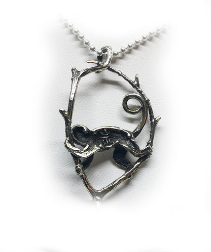 Jumping Monkey Sterling Silver Pendant