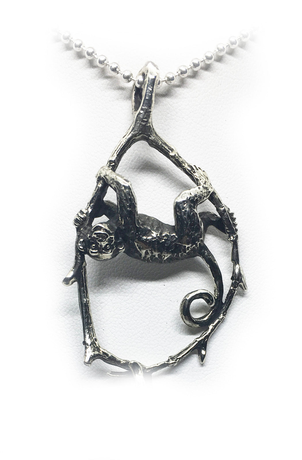Jumping Monkey Sterling Silver Pendant