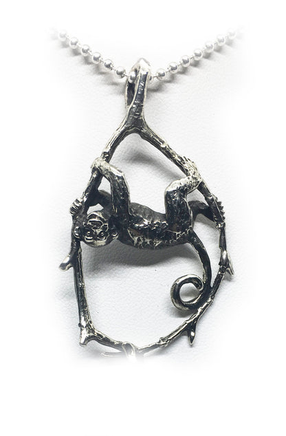 Jumping Monkey Sterling Silver Pendant
