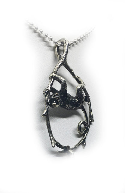 Jumping Monkey Sterling Silver Pendant