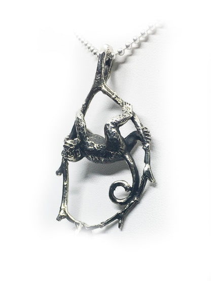 Jumping Monkey Sterling Silver Pendant
