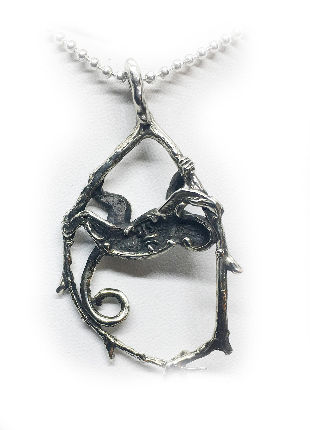 Jumping Monkey Sterling Silver Pendant