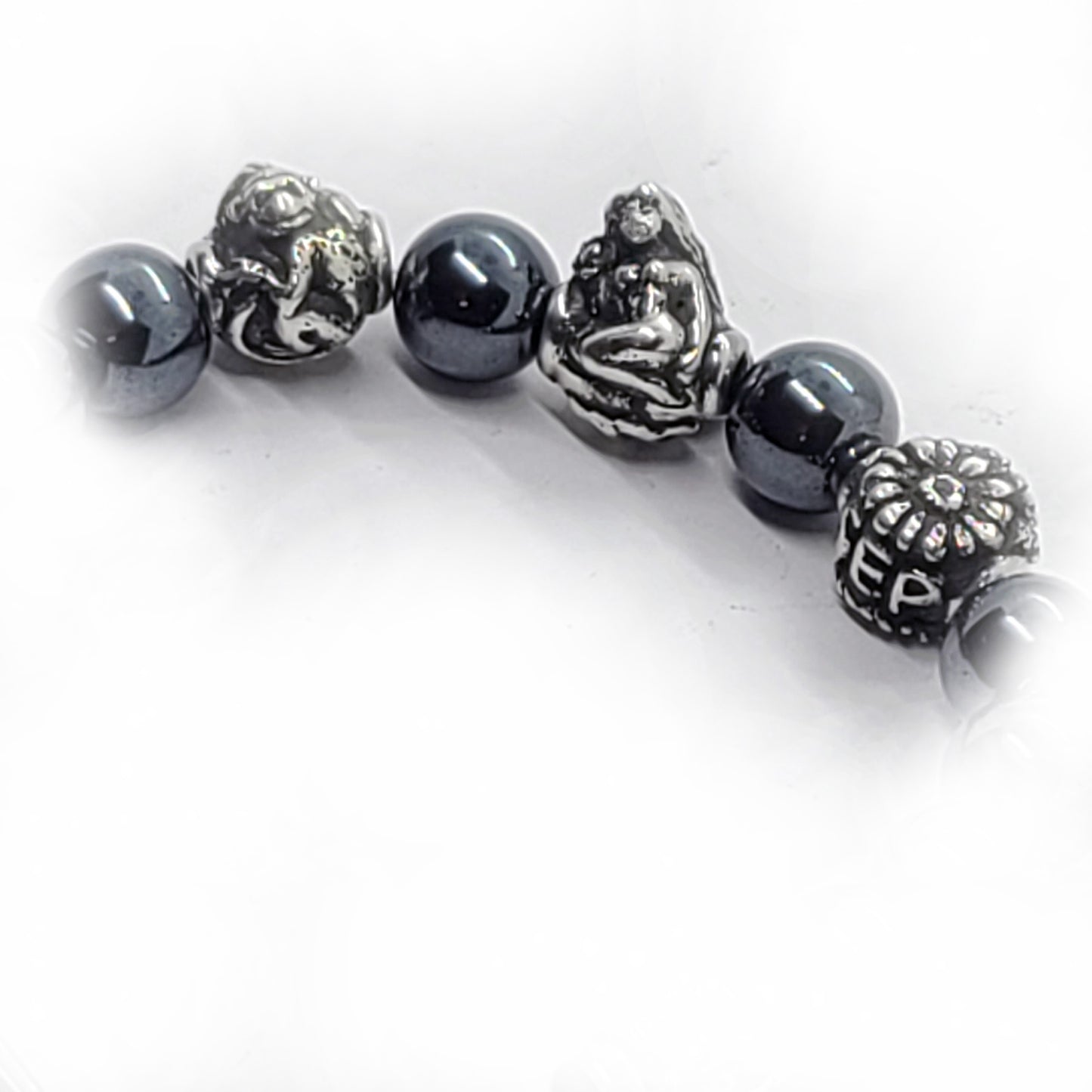 Monkey Birth Year Zodiac, Birth Months, Birth Month Flower Silver Hematite and Black Onyx Beads Bracelet