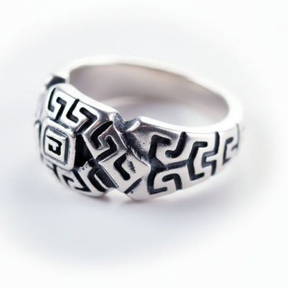 Heart Patterns Style Square Sterling Silver Ring