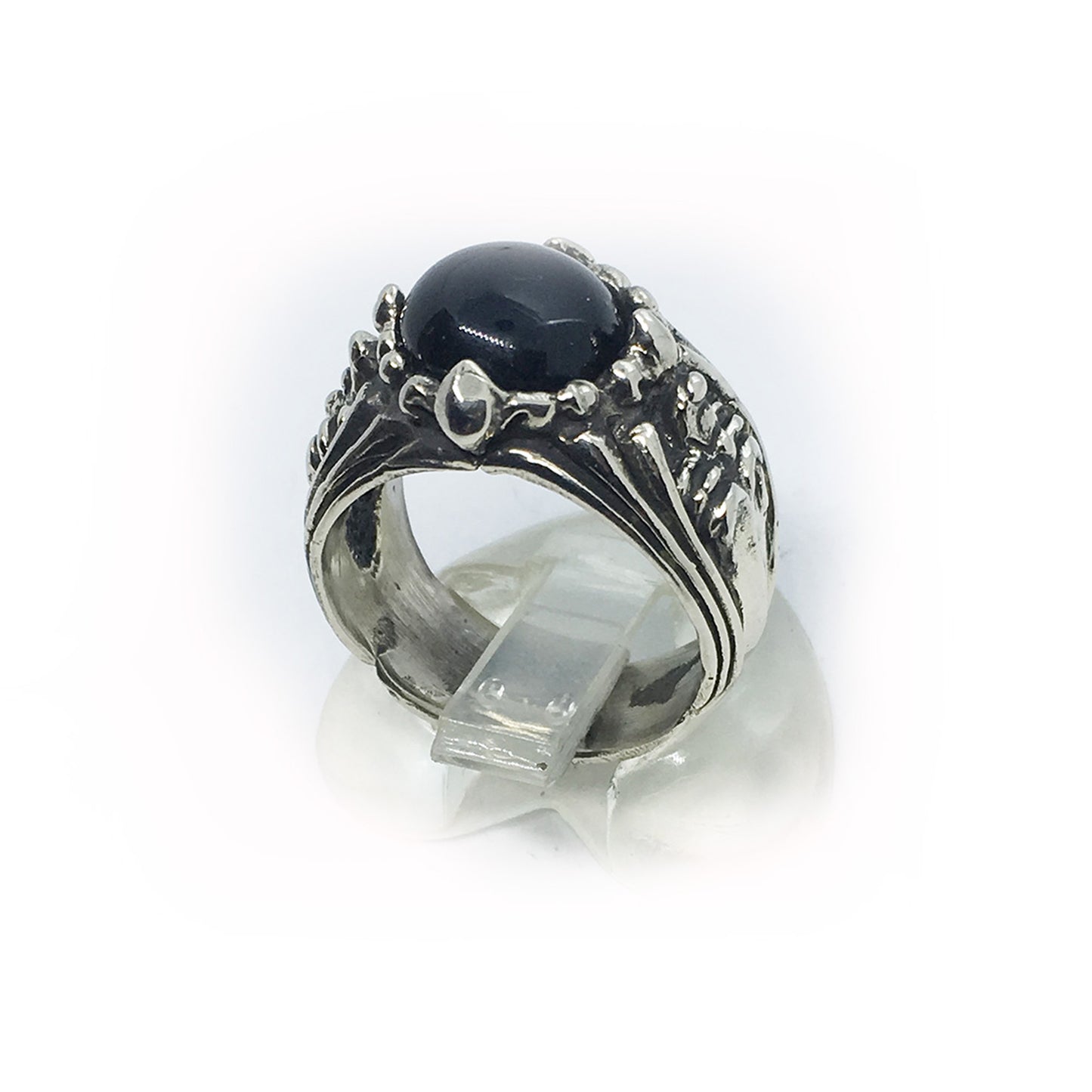 Onyx Stone Round Sterling Silver Ring