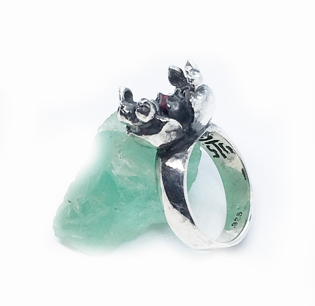 Open Pomegranate Sterling Silver Ring