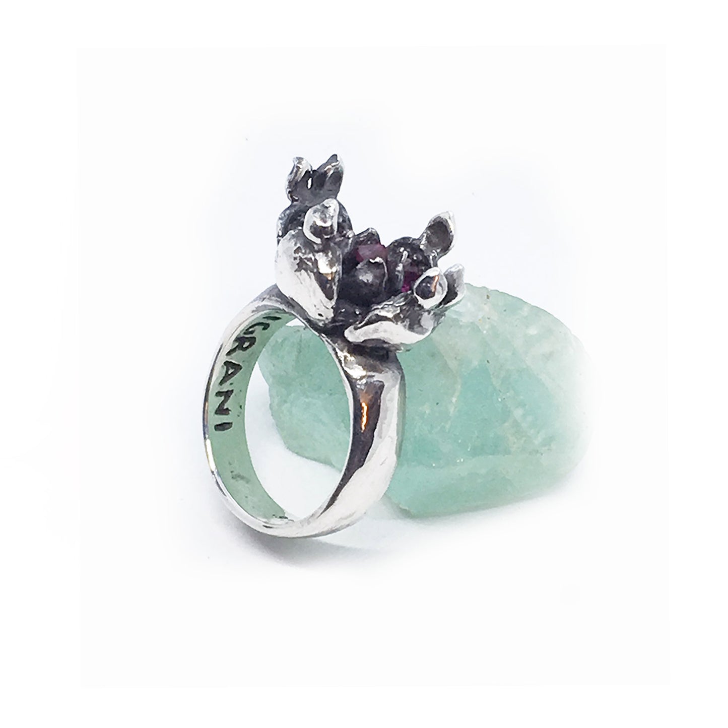 Open Pomegranate Sterling Silver Ring