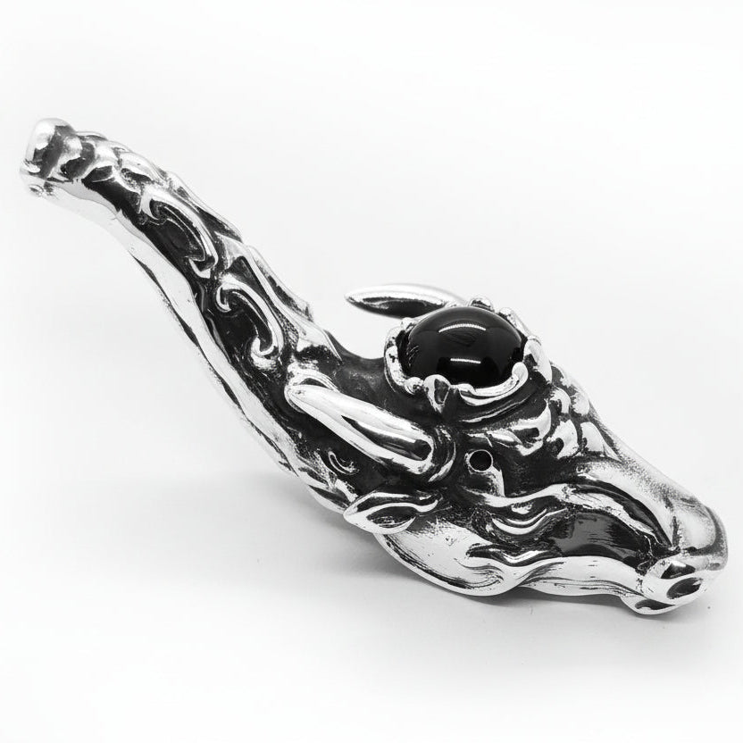 Ox Head Unique Smoking Sterling Silver Pipe.
