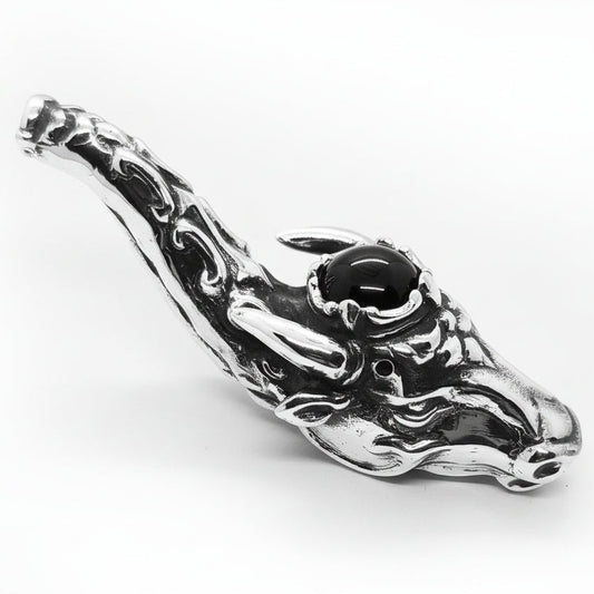 Ox Head Unique Smoking Sterling Silver Pipe.