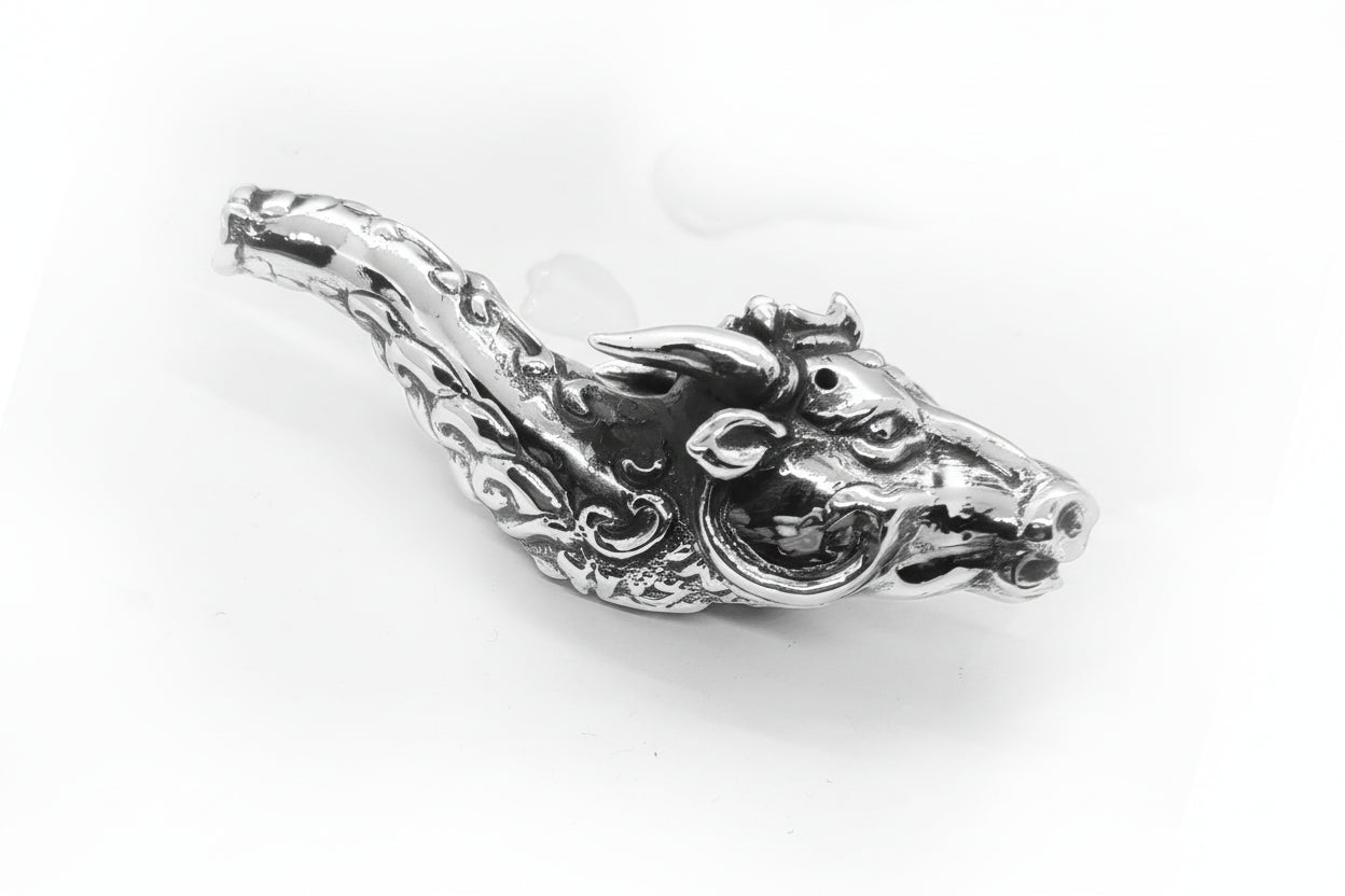 Ox Head Unique Smoking Sterling Silver Pipe.
