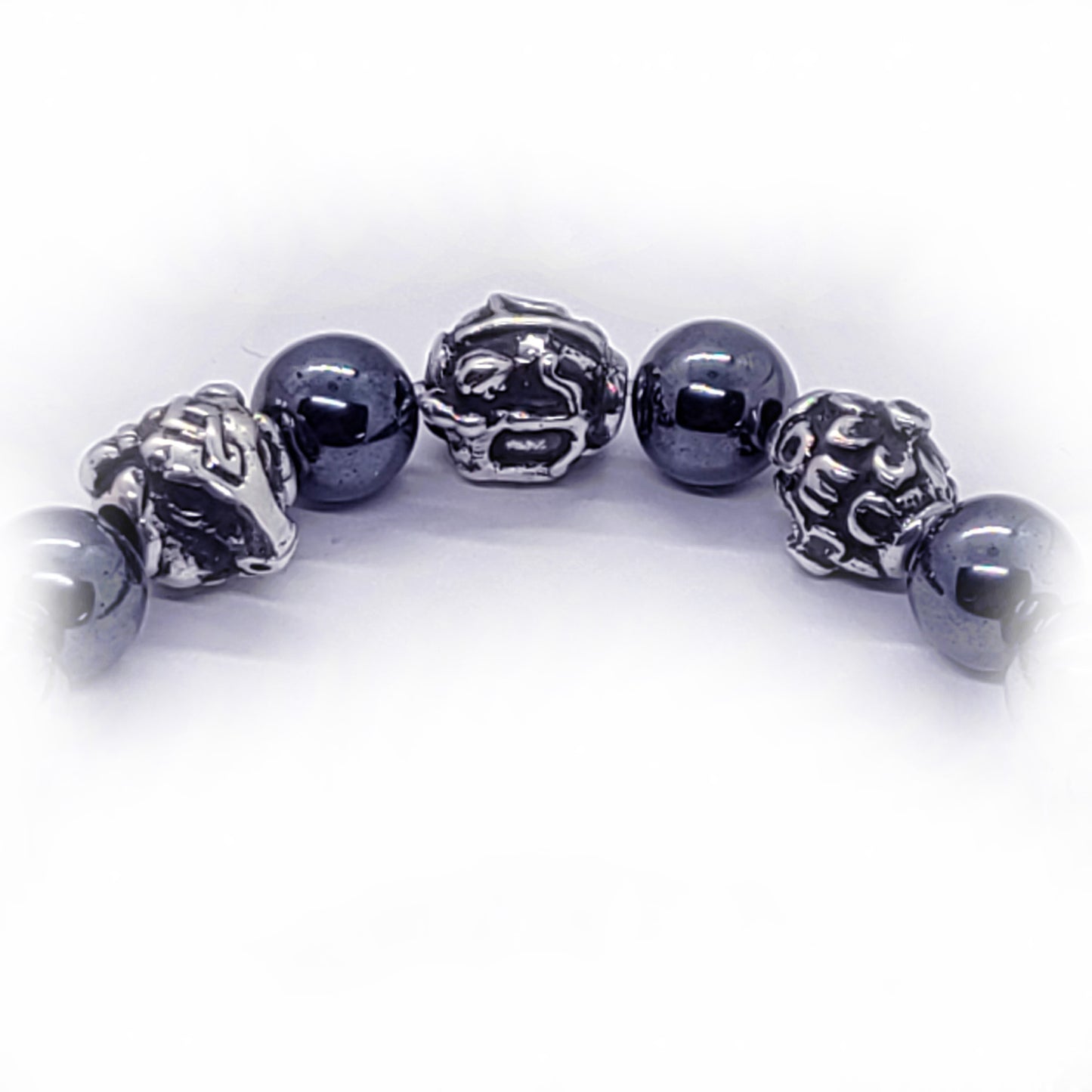 Ox Birth Year Zodiac, Birth Months, Birth Month Flower Silver Hematite and Black Onyx Beads Bracelet