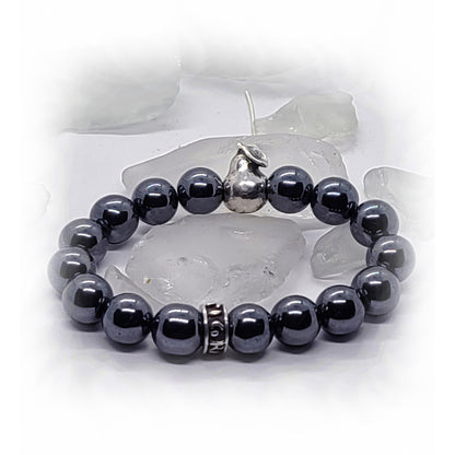 Pear Silver Bead with Hematite Beads Bracelet