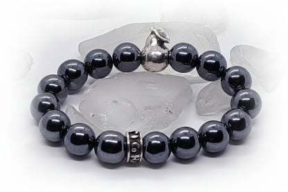 Pear Silver Bead with Hematite Beads Bracelet