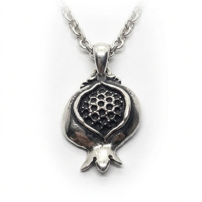 Pomegranate With Rubies Sterling Silver Pendant