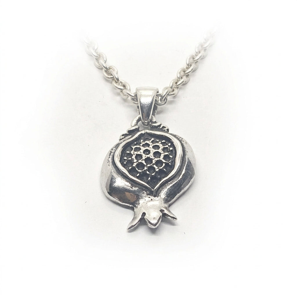 Pomegranate With Rubies Sterling Silver Pendant