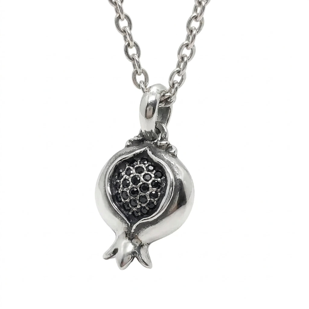 Pomegranate With Rubies Sterling Silver Pendant