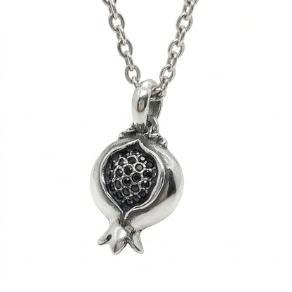 Pomegranate With Rubies Sterling Silver Pendant