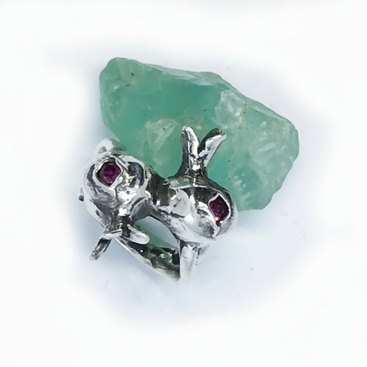 Pomegranates With CZ Stones Sterling Silver Ring