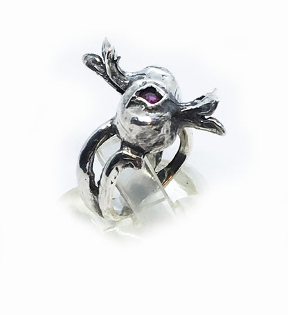 Pomegranates With CZ Stones Sterling Silver Ring