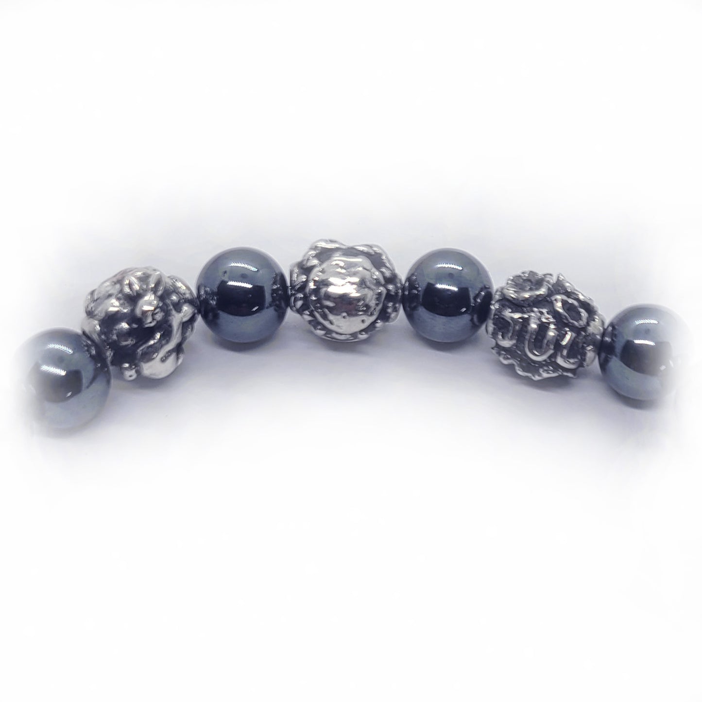 Rabbit Birth Year Zodiac, Birth Months, Birth Month Flower Silver Hematite and Black Onyx Beads Bracelet