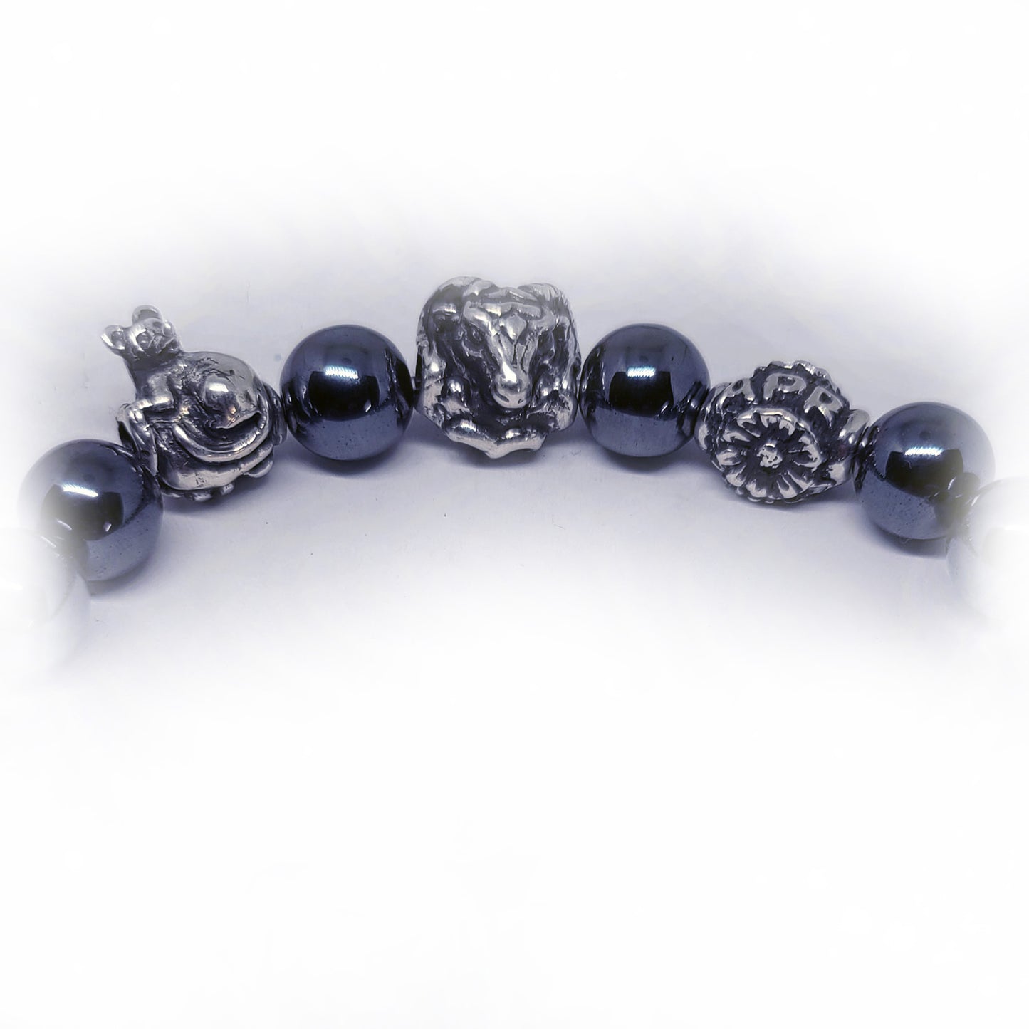 Rat Birth Year Zodiac, Birth Months, Birth Month Flower Silver Hematite and Black Onyx Beads Bracelet