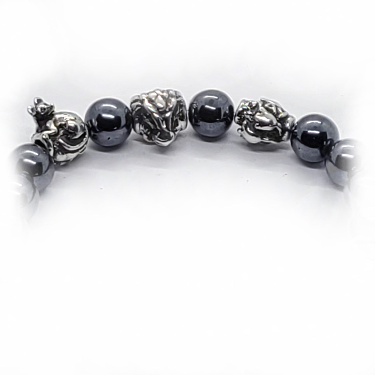 Rat Birth Year Zodiac, Birth Months, Birth Month Flower Silver Hematite and Black Onyx Beads Bracelet