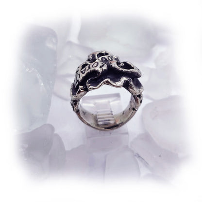 Ribbon Skull ''Trust God 'Loyalty Til Death" Silver Ring