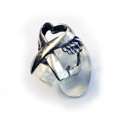 Memorial Ribbon with Wings Sterling Silver Ring