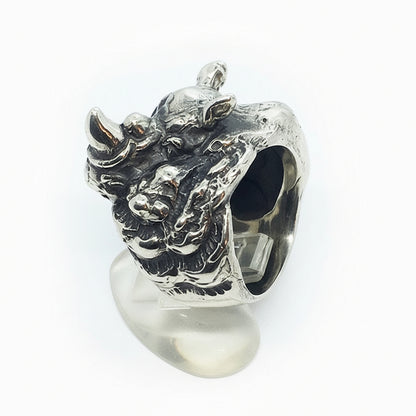 Rhino Sterling Silver Ring