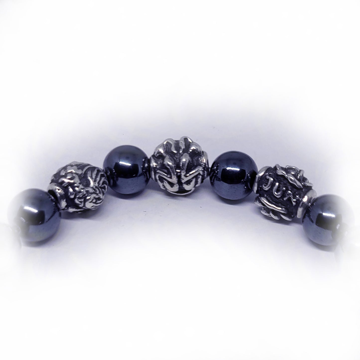 Rooster Birth Year Zodiac, Birth Months, Birth Month Flower Silver Hematite and Black Onyx Beads Bracelet