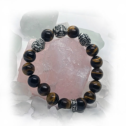 Rooster Birth Year Zodiac, Birth Months, Birth Month Flower Silver Hematite and Black Onyx Beads Bracelet