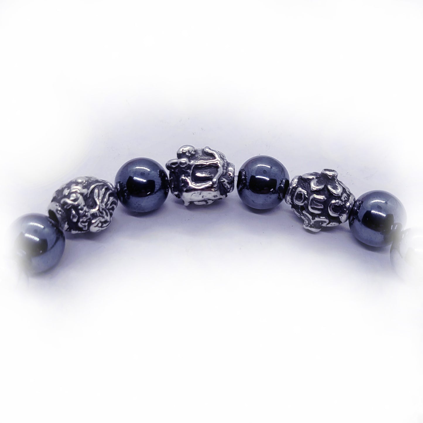 Rooster Birth Year Zodiac, Birth Months, Birth Month Flower Silver Hematite and Black Onyx Beads Bracelet