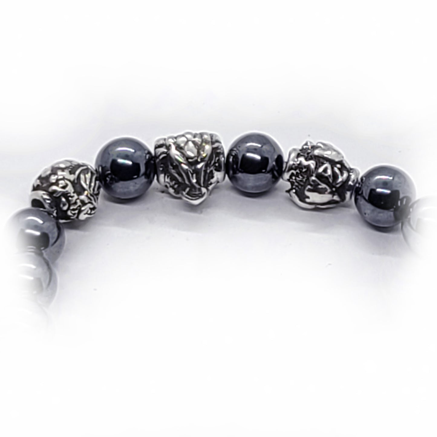 Rooster Birth Year Zodiac, Birth Months, Birth Month Flower Silver Hematite and Black Onyx Beads Bracelet