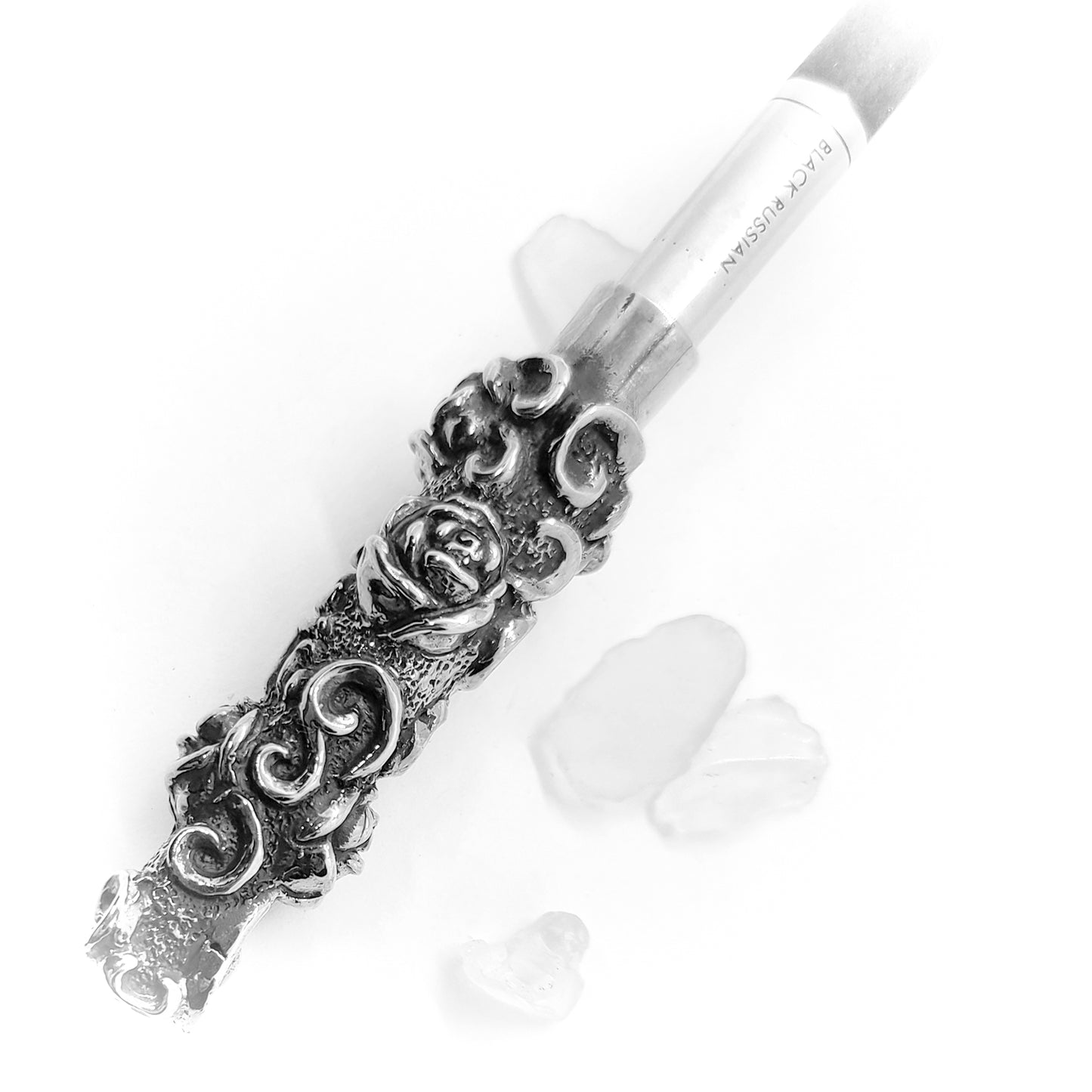 Rose Blossom Sterling Silver Cigarette Pipe